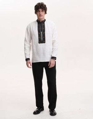 Men’s Linen Vyshyvanka with Hand Embroidery “Courage”
