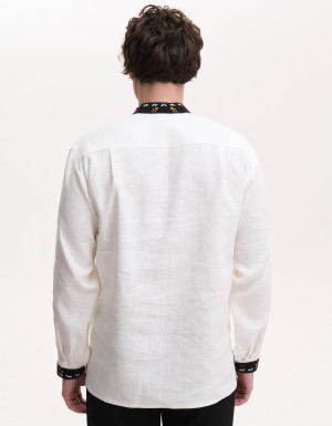 Men’s Linen Vyshyvanka with Hand Embroidery “Courage”