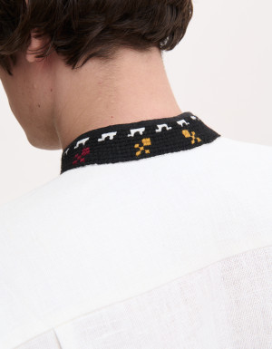 Men’s Linen Vyshyvanka with Hand Embroidery “Courage”