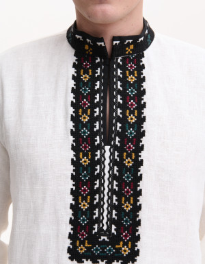 Men’s Linen Vyshyvanka with Hand Embroidery “Courage”
