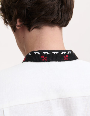 Men’s Linen Vyshyvanka with Hand Embroidery “Trident”