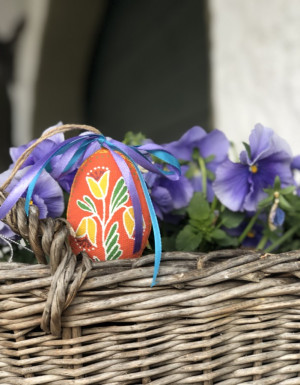 Small Orange Easter Egg with a Flower