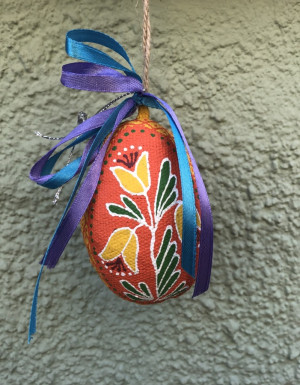 Small Orange Easter Egg with a Flower