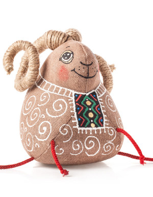 Lamb in an embroidered shirt