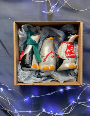 Set of 3 Christmas penguins