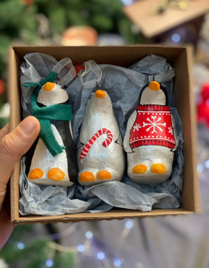 Set of 3 Christmas penguins