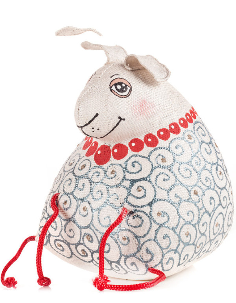 Handmade toy Sheep with a Necklace (vanilla)