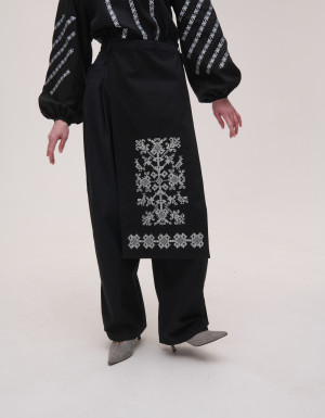 Gray apron with birds