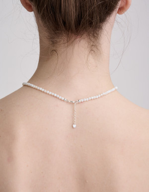 Mother-of-pearl necklace with a trident, silver 925