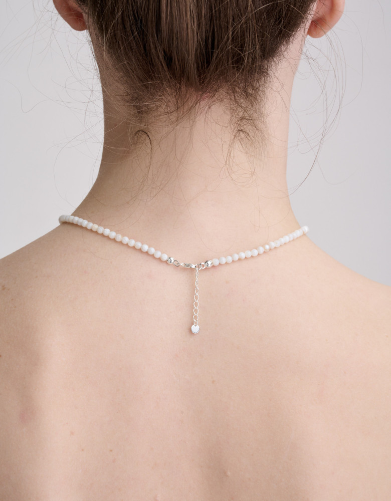 Mother-of-pearl necklace with a trident, silver 925