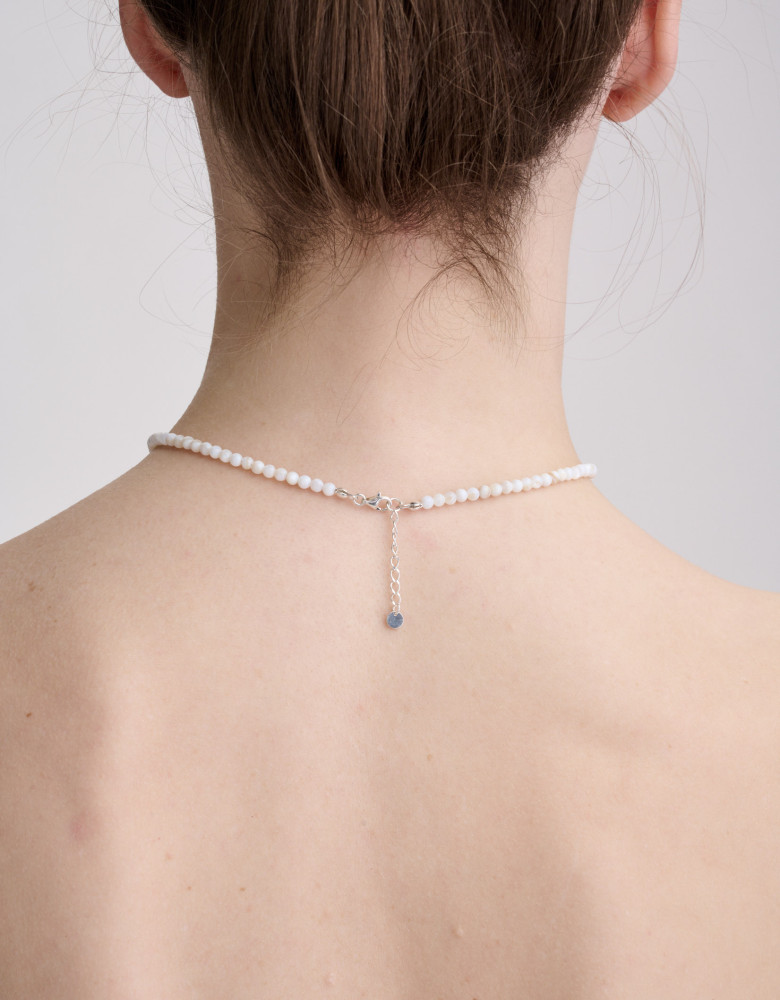 Mother-of-pearl necklace with an angel (4 beads) 925 silver