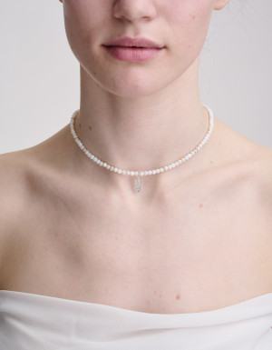 Mother-of-pearl necklace with a trident, silver 925