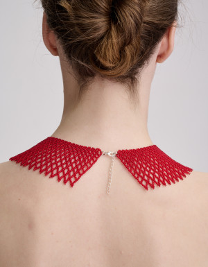 BEAD NECKLACE "Red Weave"